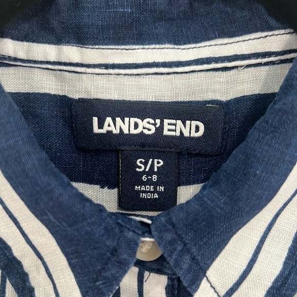 Lands End Linen striped blouse - Picture 10 of 12